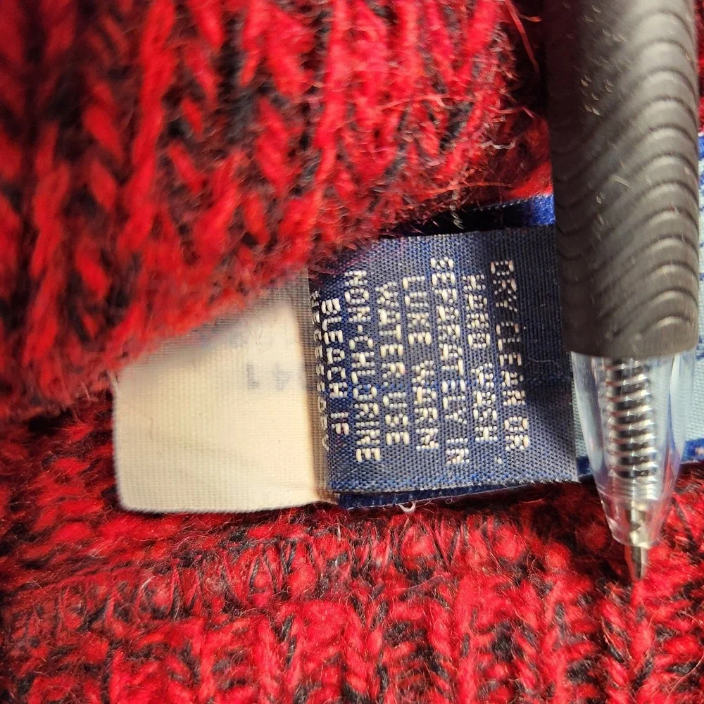 Fieldmaster Mens Wool Blend Knit Sweater Size Large Red‎ / Black
